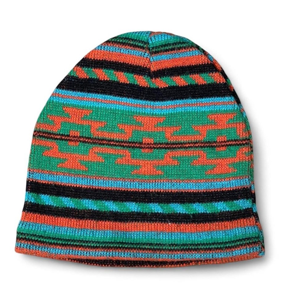 retro style aztec pattern knit beanie